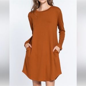 NWOT Active USA size M Rust long sleeve T-shirt dress